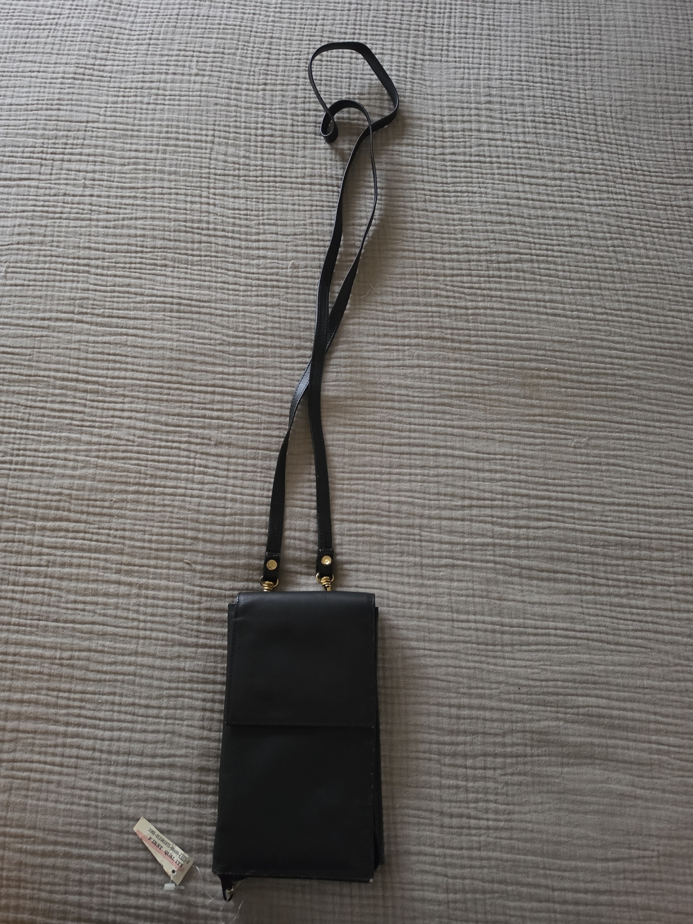 Rolf Black Crossbody Phone Wallet with Gold Hardware